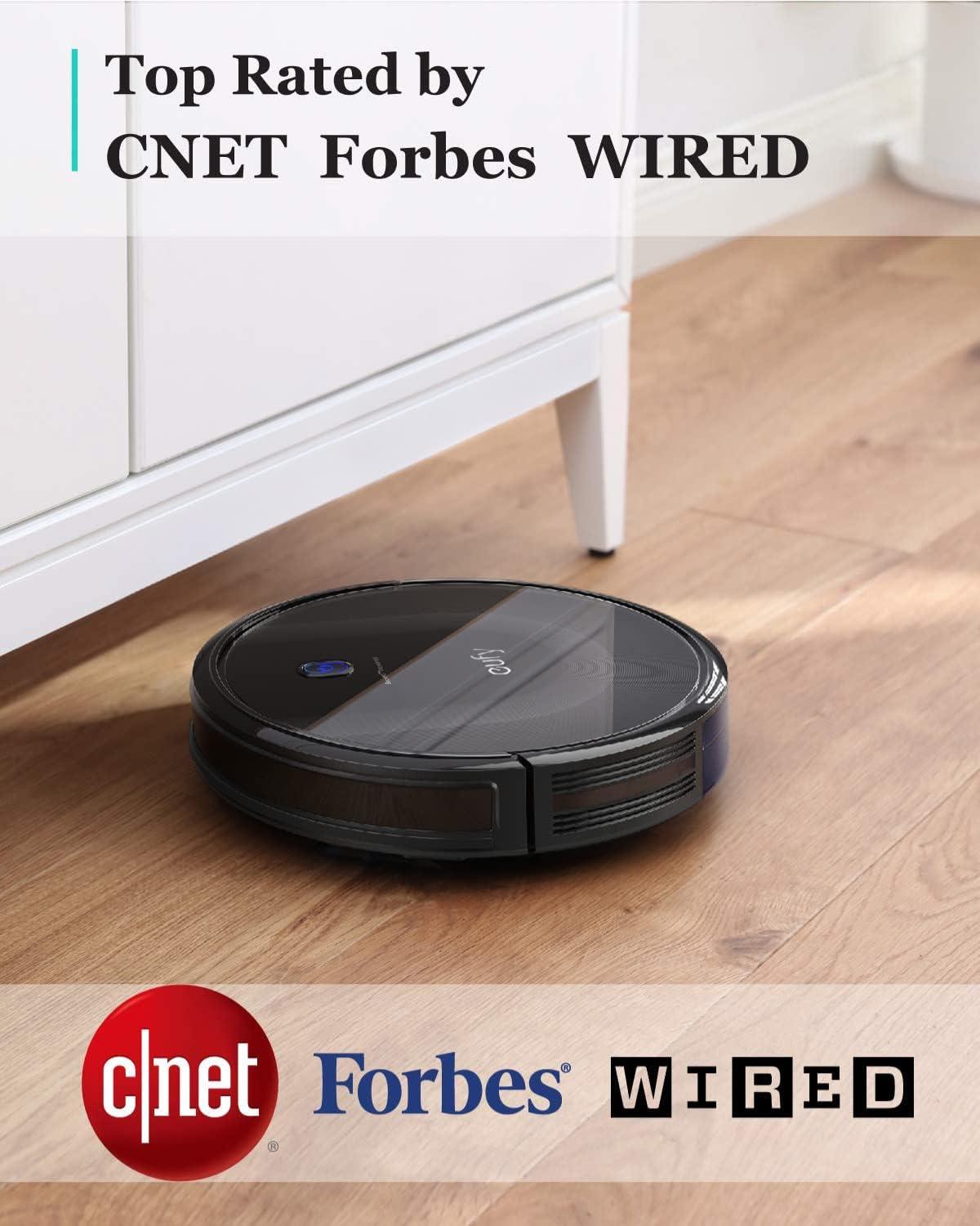 imageeufy Robot Vacuum 11S MAX Super Thin Powerful Suction Quiet SelfCharging Robotic Vacuum Cleaner Cleans Hard Floors to MediumPile Carpets Black0111S Max