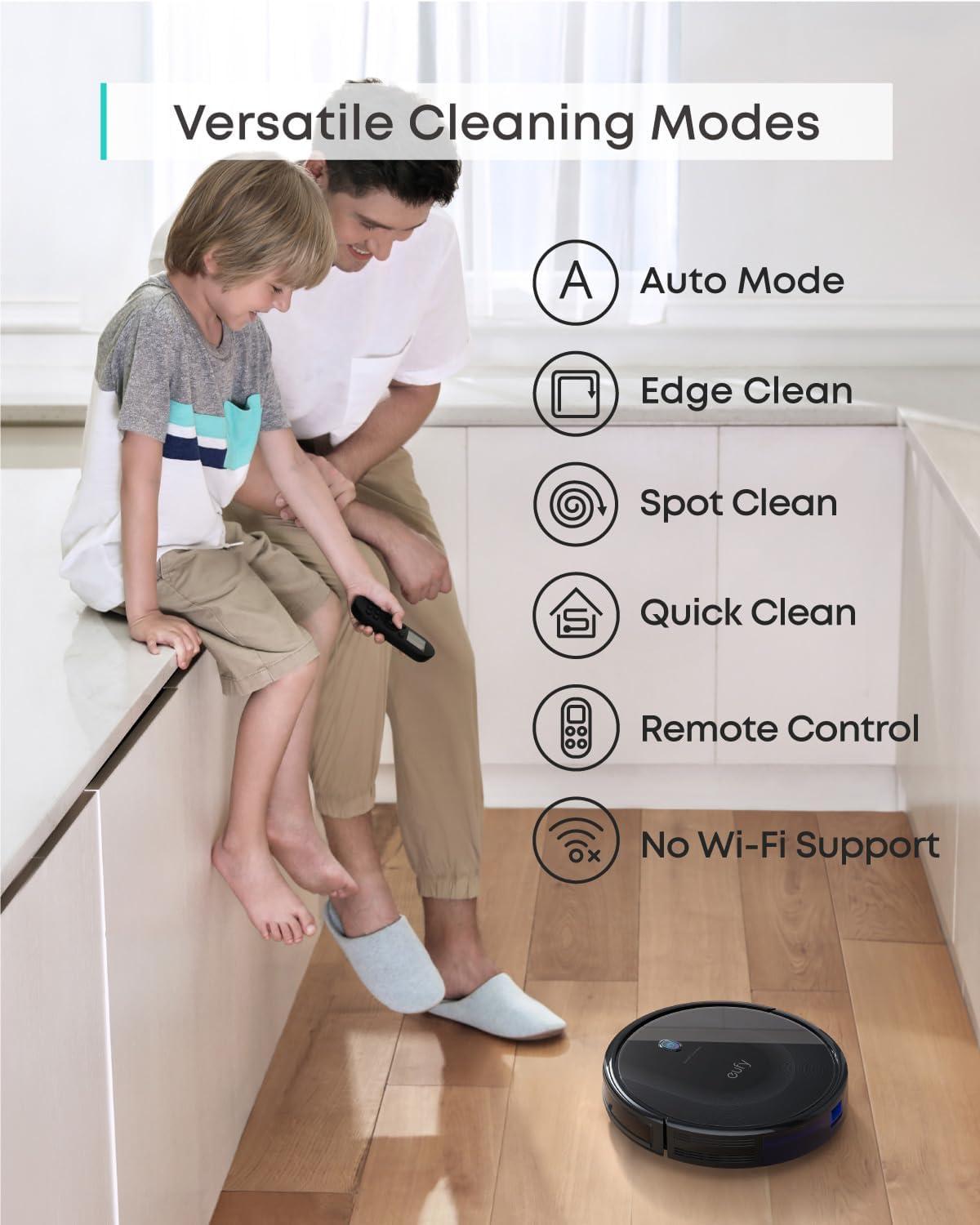 imageeufy Robot Vacuum 11S MAX Super Thin Powerful Suction Quiet SelfCharging Robotic Vacuum Cleaner Cleans Hard Floors to MediumPile Carpets Black0111S Max