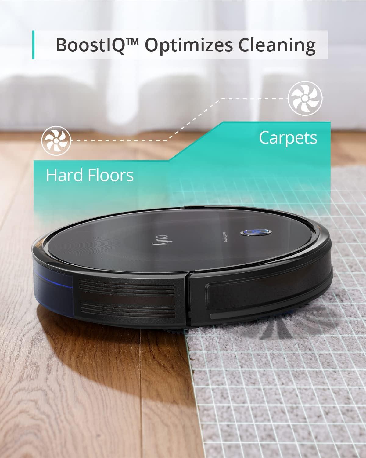 imageeufy Robot Vacuum 11S MAX Super Thin Powerful Suction Quiet SelfCharging Robotic Vacuum Cleaner Cleans Hard Floors to MediumPile Carpets Black0111S Max