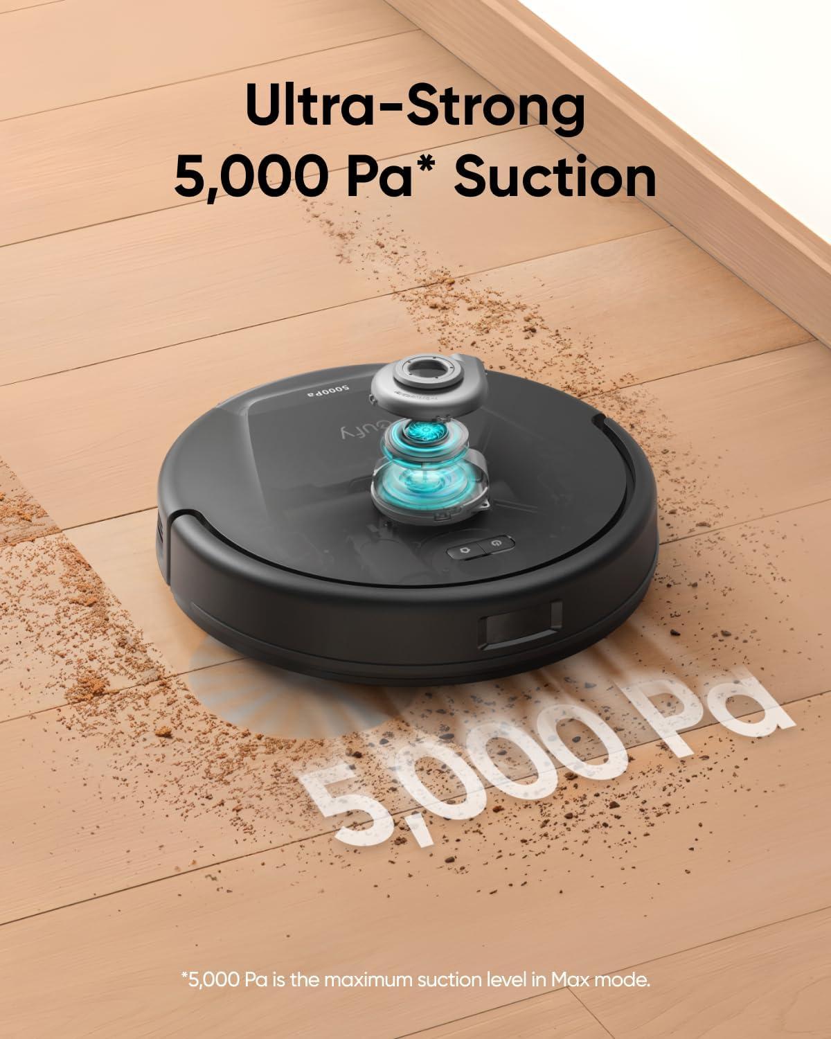 imageeufy L60 Robot Vacuum with Self Empty Station Hair Detangling Technology Up to 60 Days Hands Free Cleaning 5000 Pa Suction Remove Hair Dust01L60 SES