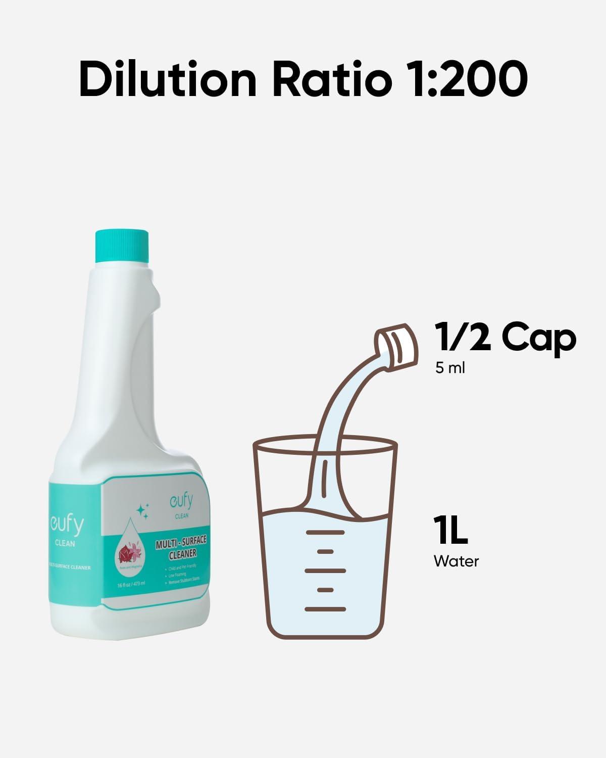 imageeufy RoboVac Hard Floor Cleaning Solution 2 Bottles Dilution Ratio 1200 473 ml Floor Cleaner EcoFriendly PlantBasedCompatible with Omni C20 X8 Pro X10 Omni G series L Series8 Fl Oz Pack of 4