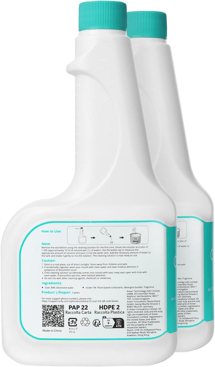imageeufy RoboVac Hard Floor Cleaning Solution 2 Bottles Dilution Ratio 1200 473 ml Floor Cleaner EcoFriendly PlantBasedCompatible with Omni C20 X8 Pro X10 Omni G series L Series8 Fl Oz Pack of 2