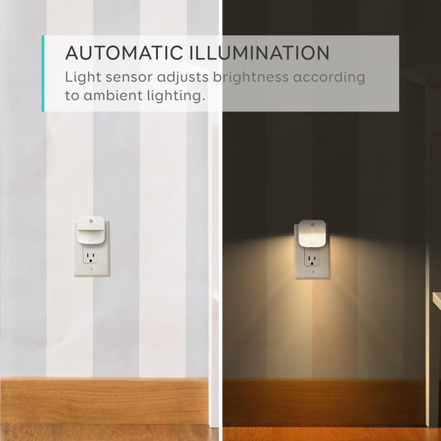 imageeufy by Anker Plugin Night Light Warm White LED DusktoDawn Sensor Bedroom Bathroom Kitchen Hallway Stairs Energy Efficient Compact Light 4Pack4Pack