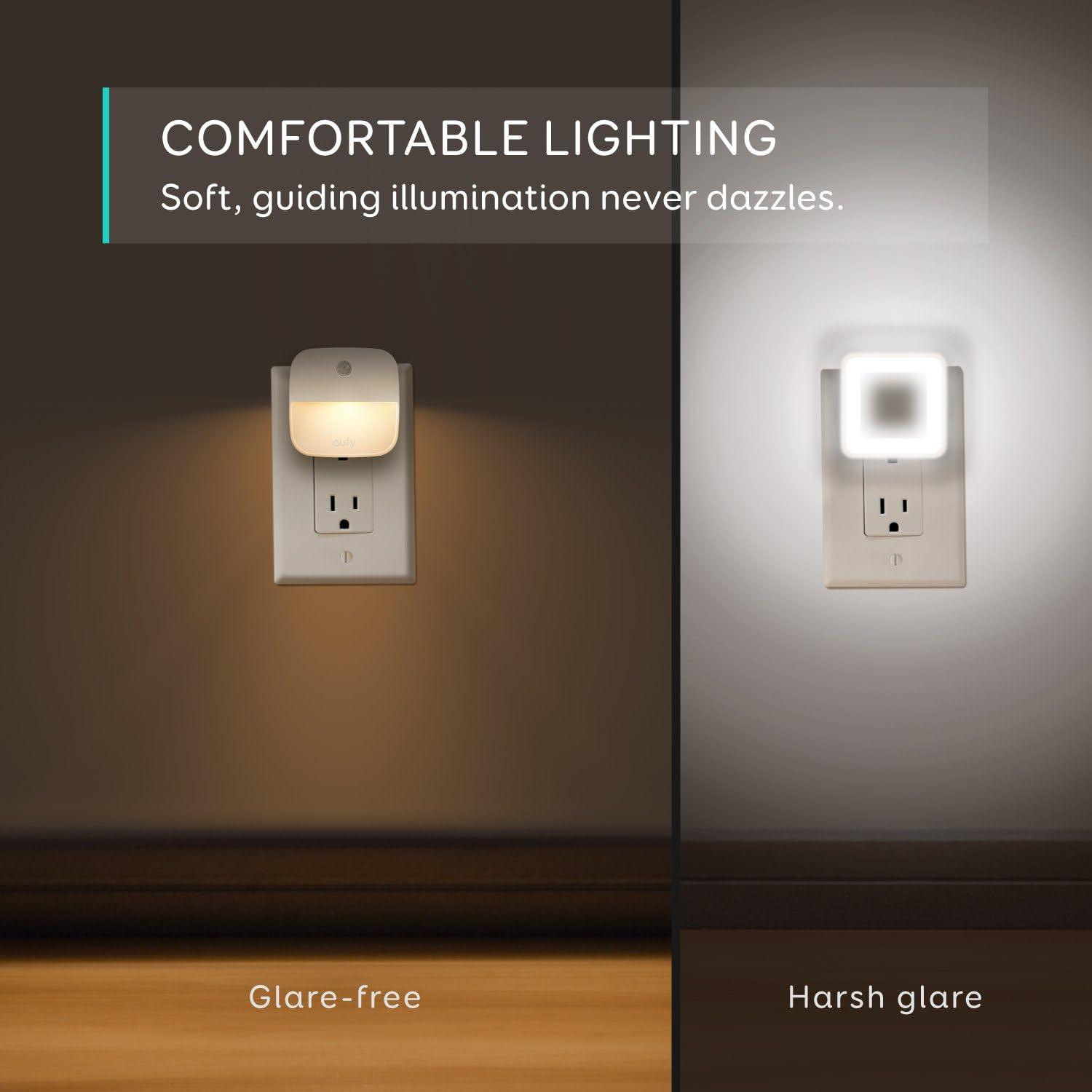 imageeufy by Anker Plugin Night Light Warm White LED DusktoDawn Sensor Bedroom Bathroom Kitchen Hallway Stairs Energy Efficient Compact Light 4Pack4Pack