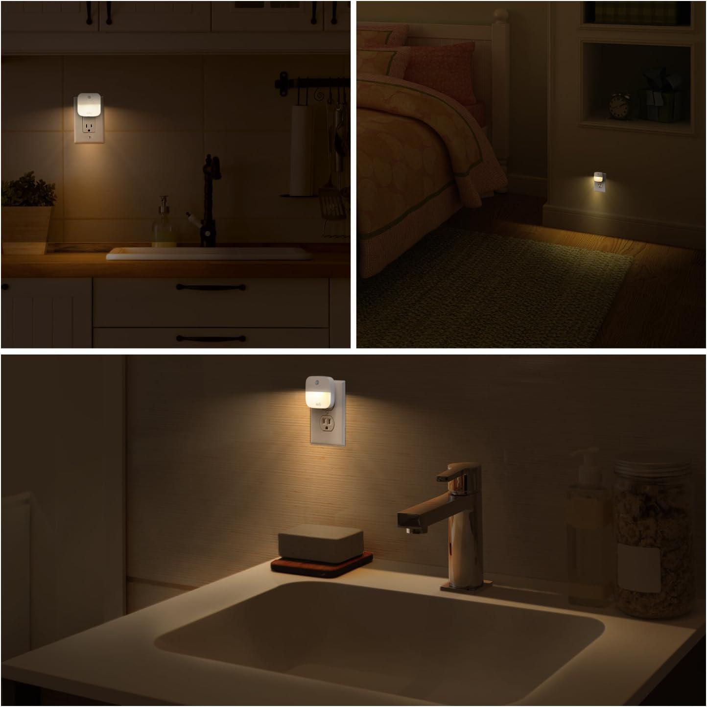 imageeufy by Anker Plugin Night Light Warm White LED DusktoDawn Sensor Bedroom Bathroom Kitchen Hallway Stairs Energy Efficient Compact Light 4Pack4Pack