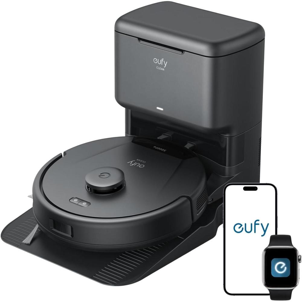 imageeufy L60 Robot Vacuum with Self Empty Station Hair Detangling Technology Up to 60 Days Hands Free Cleaning 5000 Pa Suction Remove Hair Dust01L60 SES