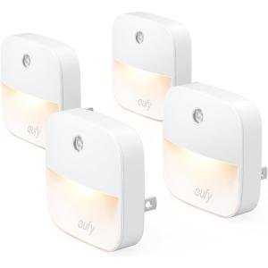 eufy by Anker, Plug-in Night Light, Warm White LED, Dusk-to-Dawn Sensor, Bedroom, Bathroom, Kitchen, Hallway, Stairs, Energy Efficient, Compact, Light 4-Pack(4-Pack)