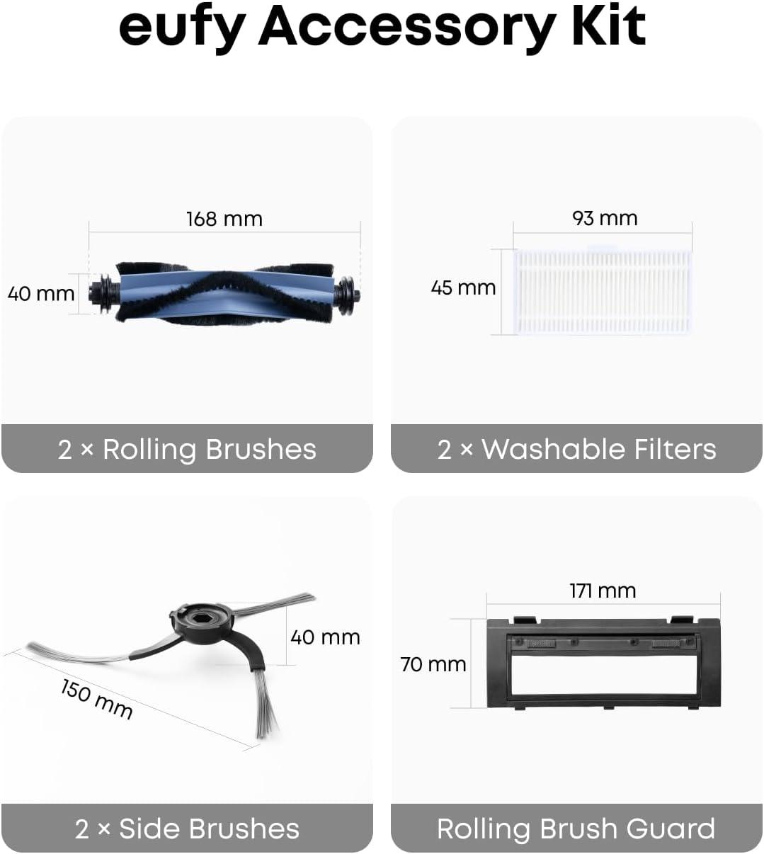 imageeufy RoboVac Replacement Accessories Kit 2 Side Brushes 2 Filter Sets Rolling Brush Brush Guard Compatible SelfEmpty C10