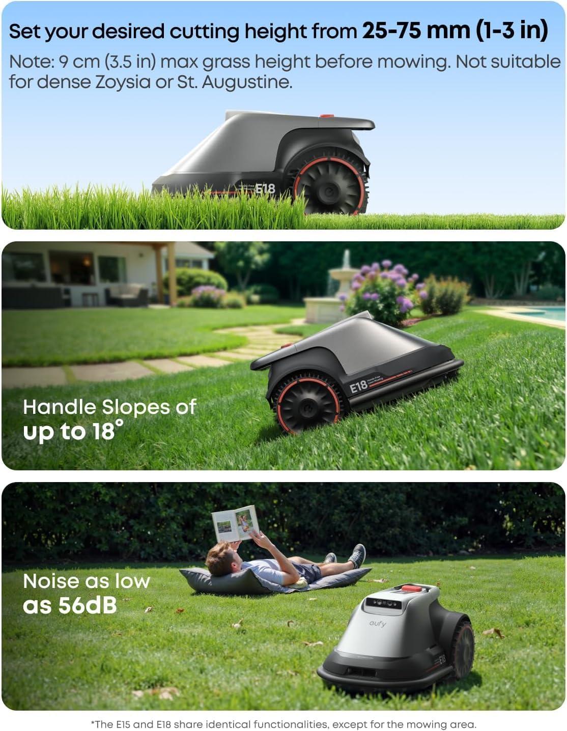 imageeufy E18 Robot Lawn MowerMax 03 AcresWireless Robot Mower with Auto MappingVision NavigationMultiZone Management Official Accessories Blade Disc 1
