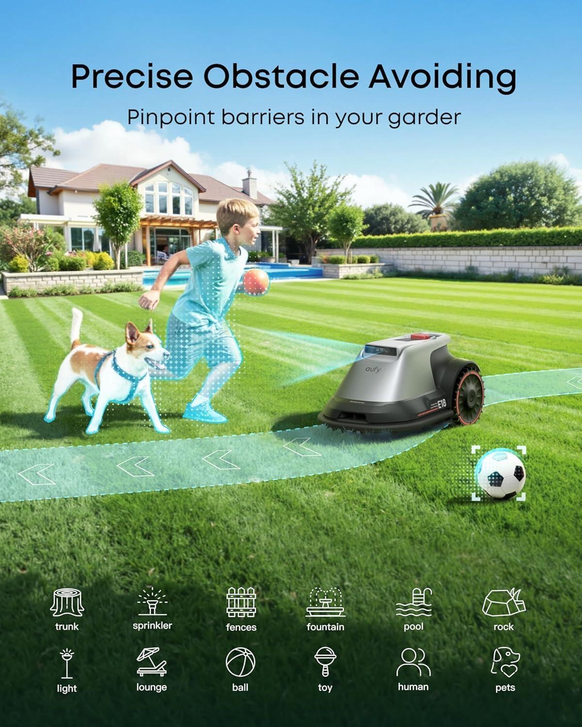 imageeufy E18 Robot Lawn MowerMax 03 AcresWireless Robot Mower with Auto MappingVision NavigationMultiZone Management Official Accessories Replacement Blades Box with 39 Lawn Mower Blades and 9