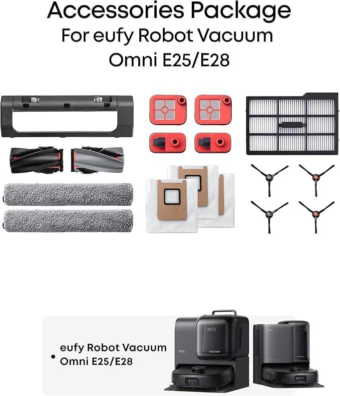 imageeufy E25 Omni Robot Vacuum and Mop ComboHydroJet System 20000Pa Turbo Suction ZeroTangle Design AutoEmpty amp SelfCleaning AllinOne Station Official Replacement Parts Kit