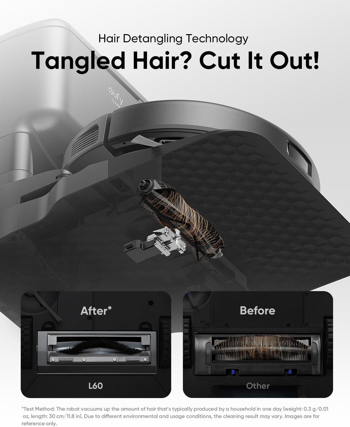 imageeufy L60 Robot Vacuum with Self Empty Station Hair Detangling Technology Up to 60 Days Hands Free Cleaning 5000 Pa Suction Replacement Accessories Kit