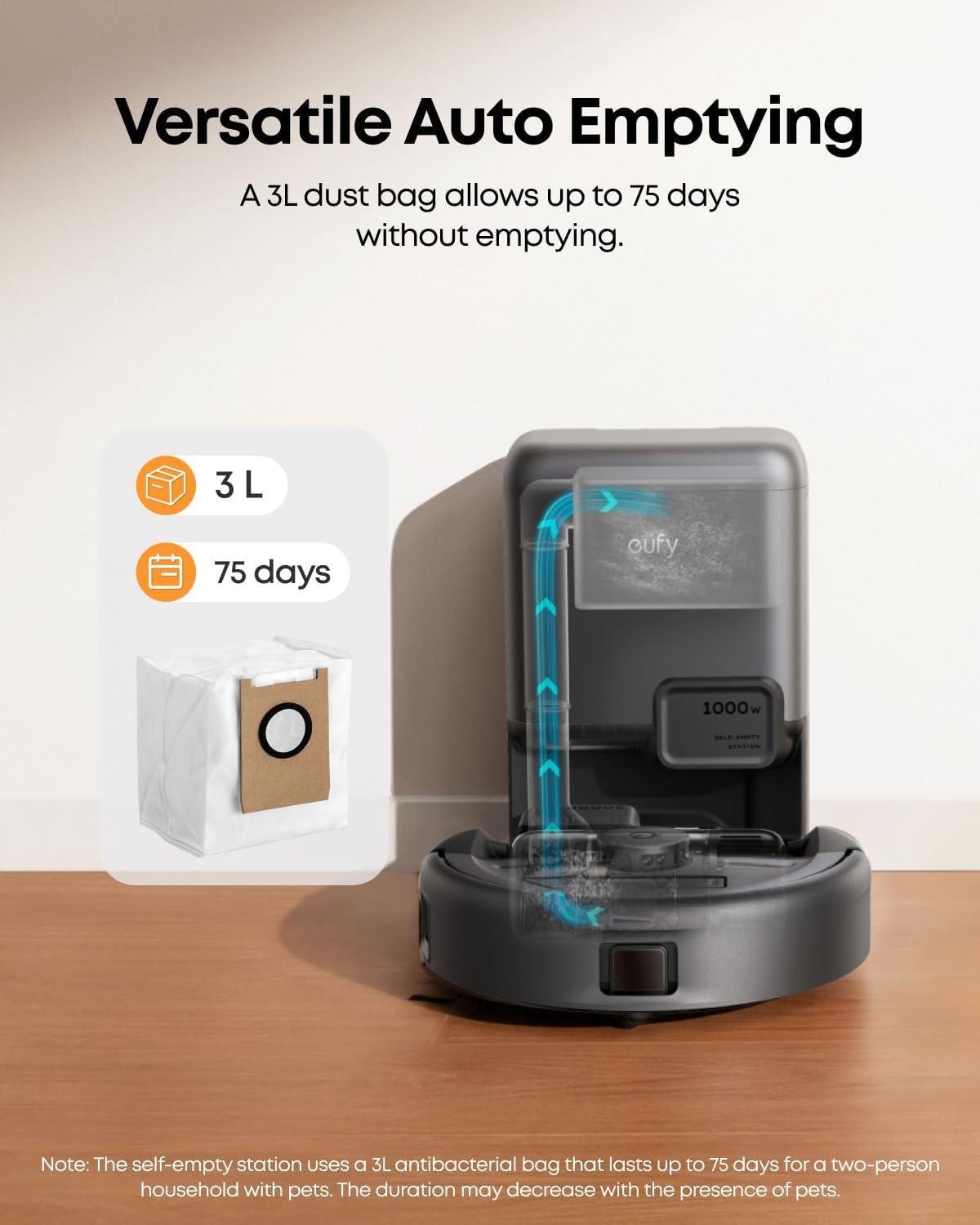 imageeufy Official 3x Dust Bags 3L Capacity Up to 75 Days Use Compatible with eufy 3in1 E20
