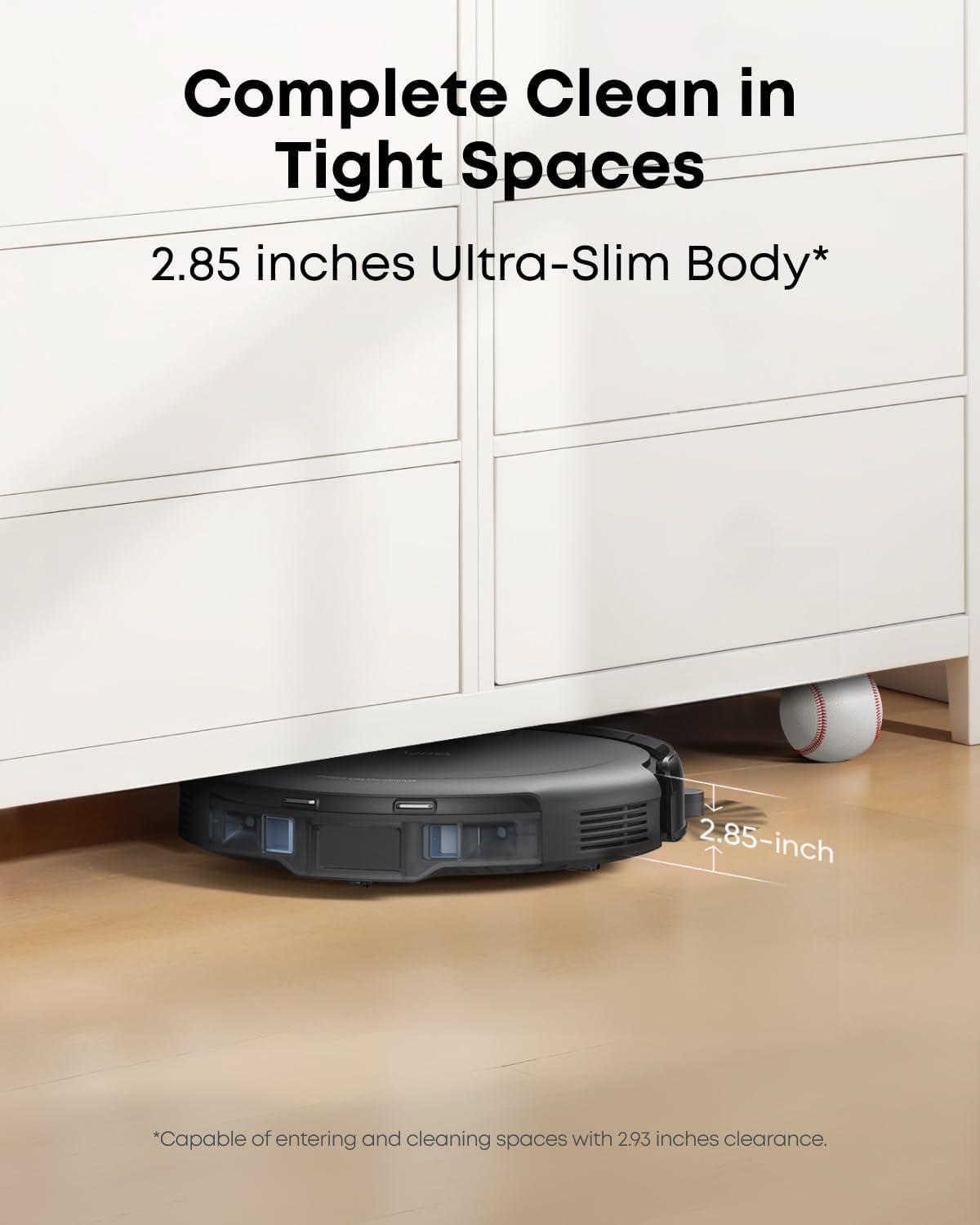imageeufy Robot Vacuum C10 with Self Emptying 8 Weeks Hands Free Advanced Smart Mapping with LiDAR Navigation 285Inch Slim Design Powerful Suction Edge Expansion Brush for Pet Hair 6 Pack Dust Bag
