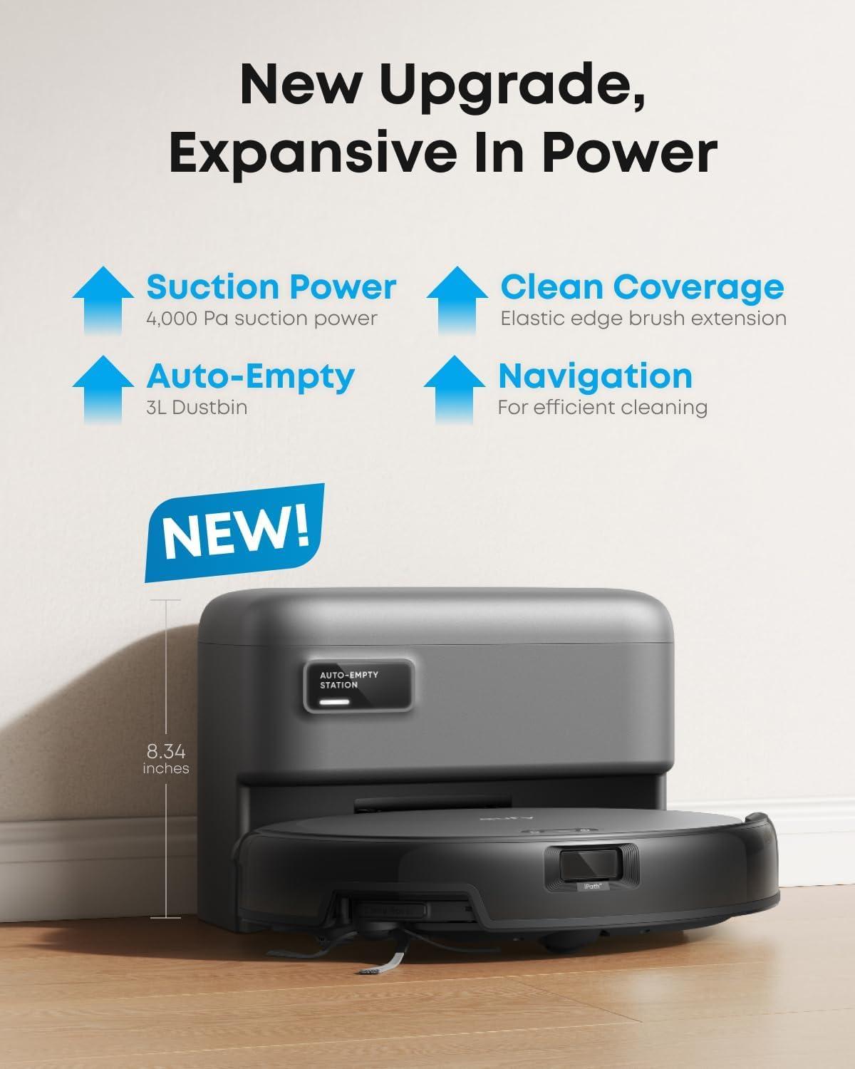 imageeufy Robot Vacuum C10 with Self Emptying 8 Weeks Hands Free Advanced Smart Mapping with LiDAR Navigation 285Inch Slim Design Powerful Suction Edge Expansion Brush for Pet Hair 6 Pack Dust Bag
