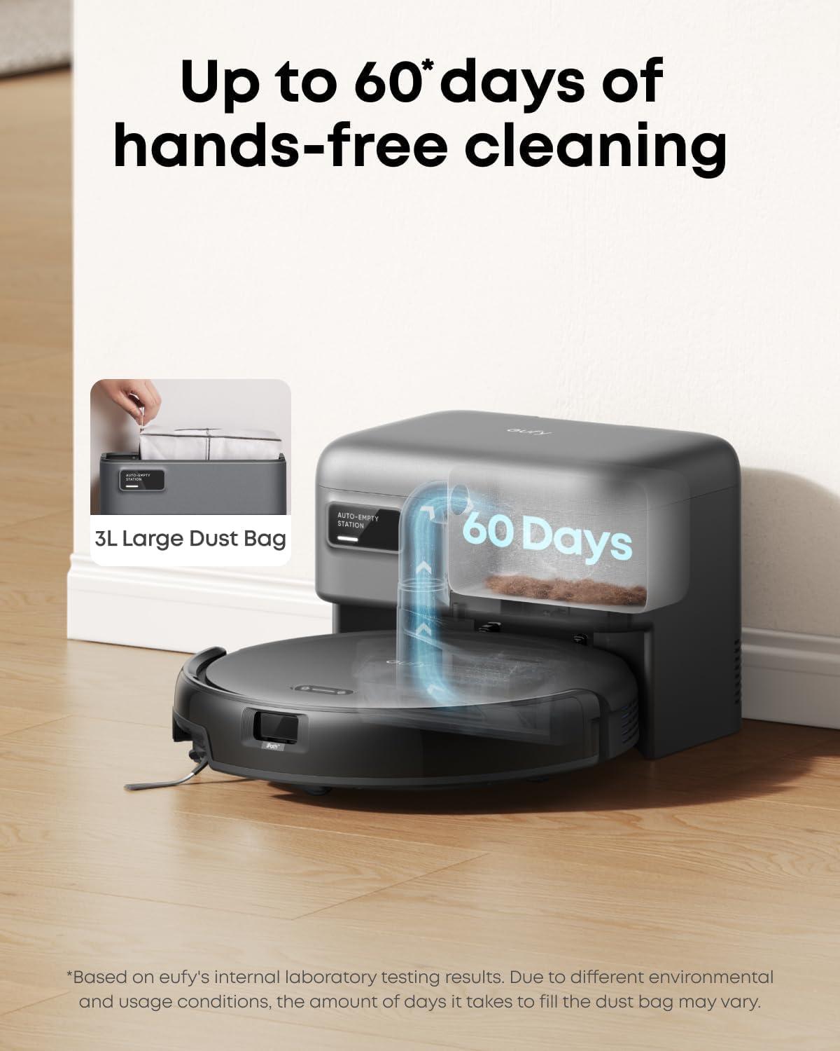 imageeufy Robot Vacuum C10 with Self Emptying 8 Weeks Hands Free Advanced Smart Mapping with LiDAR Navigation 285Inch Slim Design Powerful Suction Edge Expansion Brush for Pet Hair 6 Pack Dust Bag