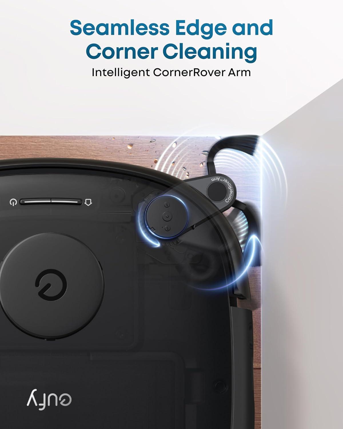 imageeufy Robot Vacuum E25 20000 Pa SuctionHydroJet AlwaysClean Roller Mop AllinOne Robot Vacuum and Mop Combo EdgetoCorner Cleaning ZeroTangle Design AI Obstacle Avoidance UpgradedE25 Black
