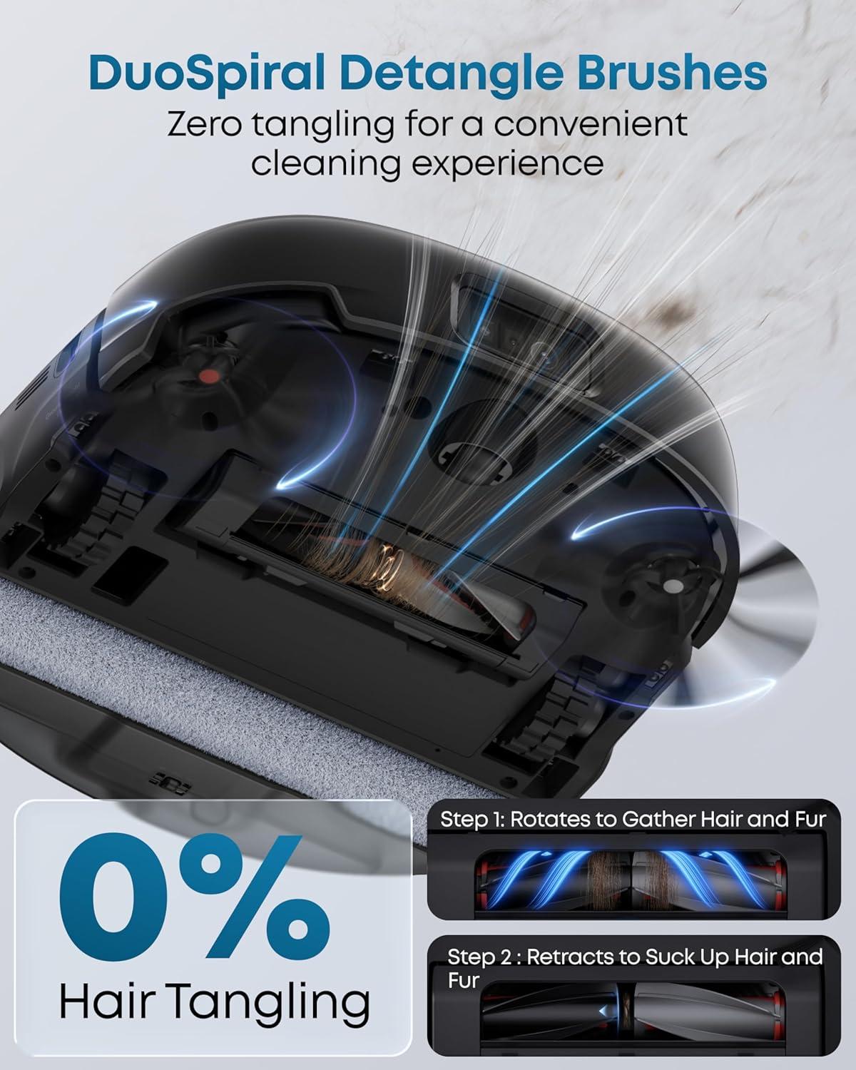 imageeufy Robot Vacuum E25 20000 Pa SuctionHydroJet AlwaysClean Roller Mop AllinOne Robot Vacuum and Mop Combo EdgetoCorner Cleaning ZeroTangle Design AI Obstacle Avoidance UpgradedE25 Black