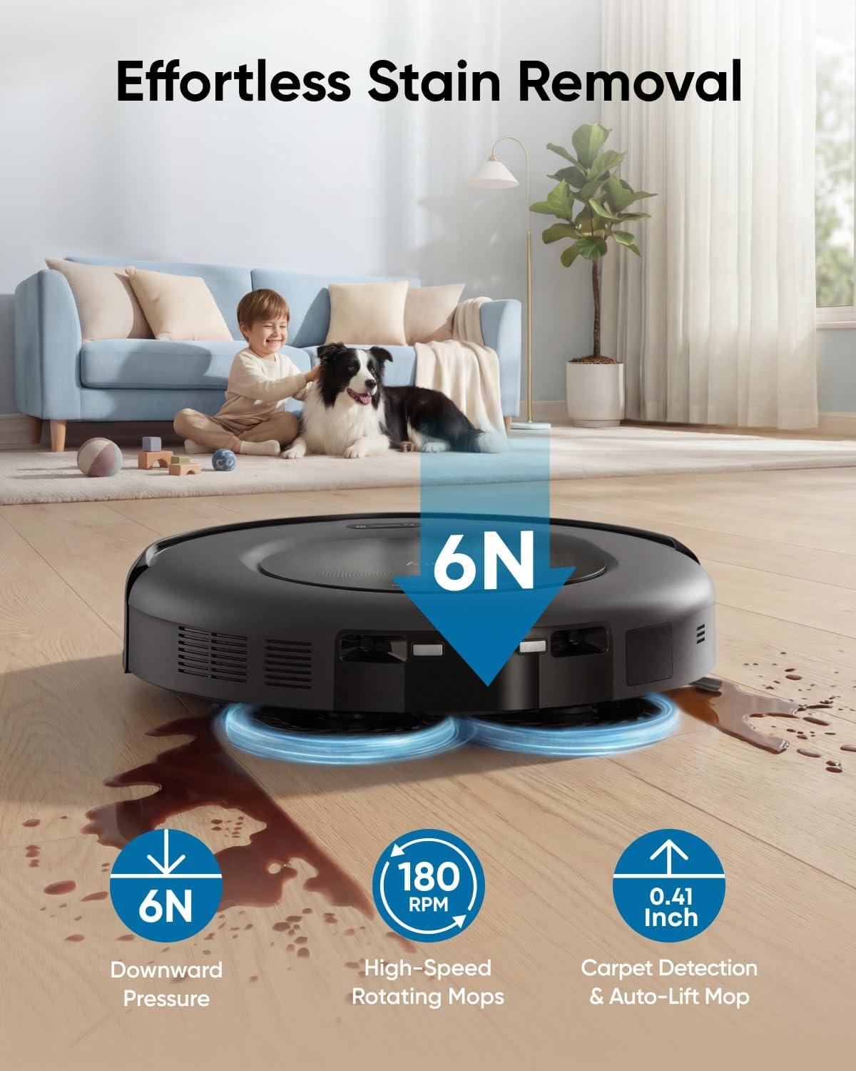 imageeufy Robot Vacuum E25 20000 Pa SuctionHydroJet AlwaysClean Roller Mop AllinOne Robot Vacuum and Mop Combo EdgetoCorner Cleaning ZeroTangle Design AI Obstacle Avoidance UpgradedC20 Omni