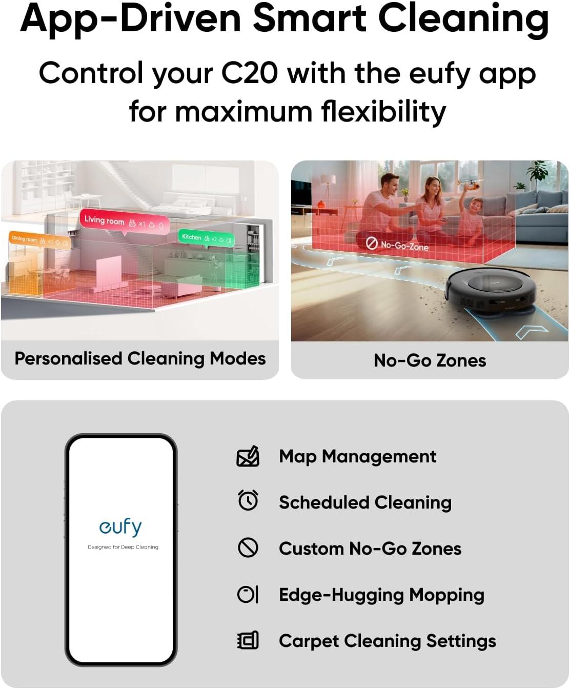 imageeufy Robot Vacuum E25 20000 Pa SuctionHydroJet AlwaysClean Roller Mop AllinOne Robot Vacuum and Mop Combo EdgetoCorner Cleaning ZeroTangle Design AI Obstacle Avoidance UpgradedC20 Omni