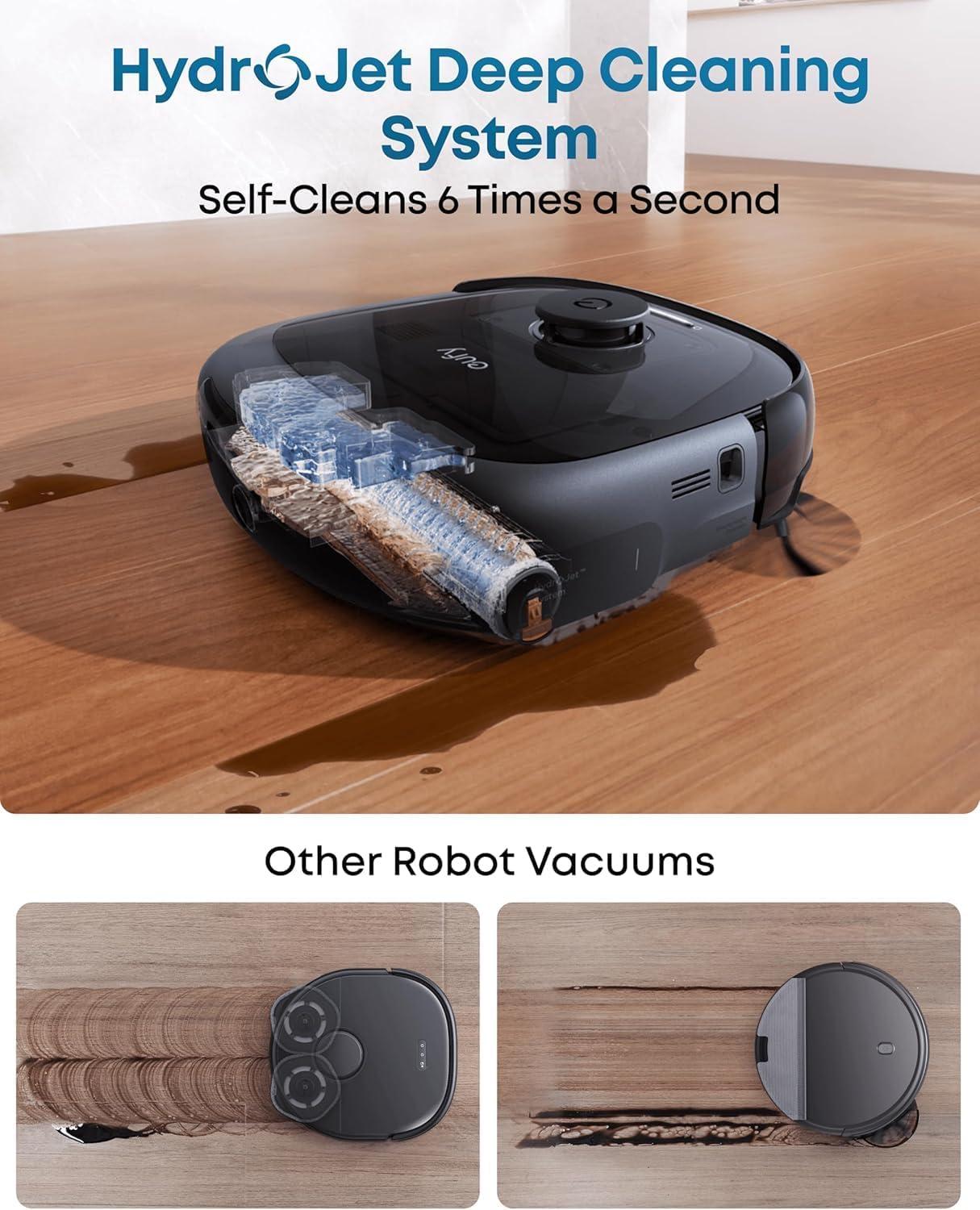 imageeufy Robot Vacuum Omni E28 HydroJet System Portable Deep Cleaner Turbo Suction DuoSpiral Detangle Brushes CornerRover Arm Official Hard Floor Cleaning Solution1
