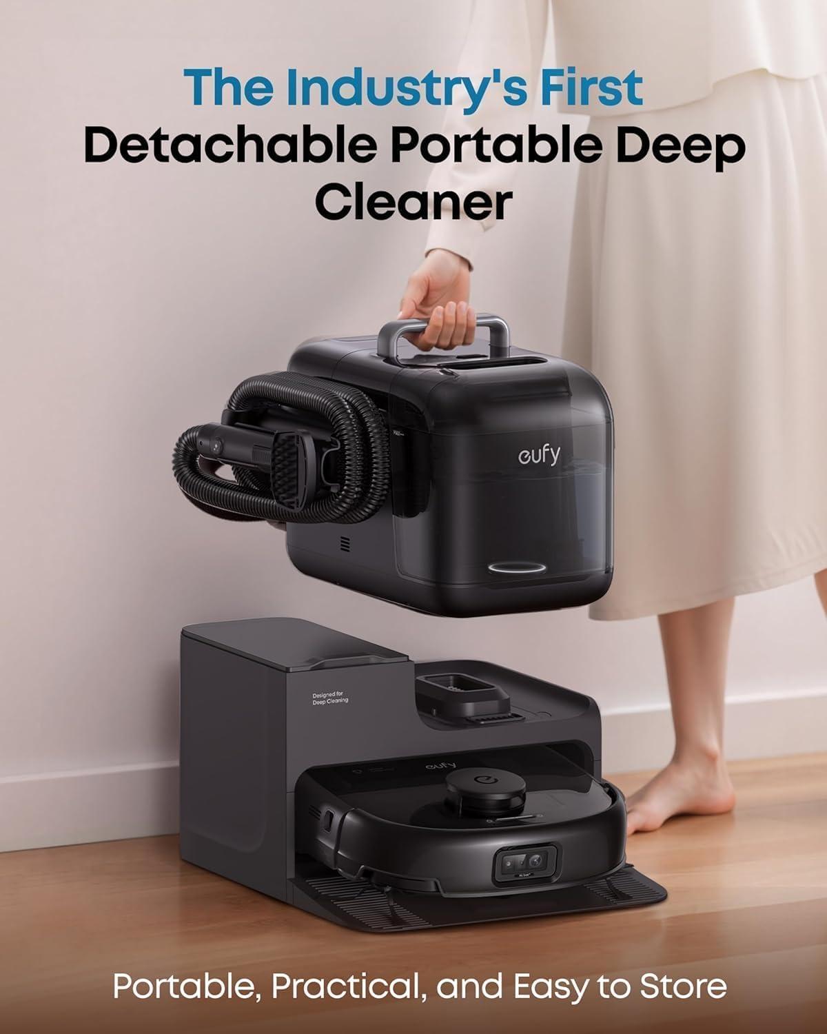 imageeufy Robot Vacuum Omni E28 HydroJet System Portable Deep Cleaner Turbo Suction DuoSpiral Detangle Brushes CornerRover Arm Official Hard Floor Cleaning Solution1
