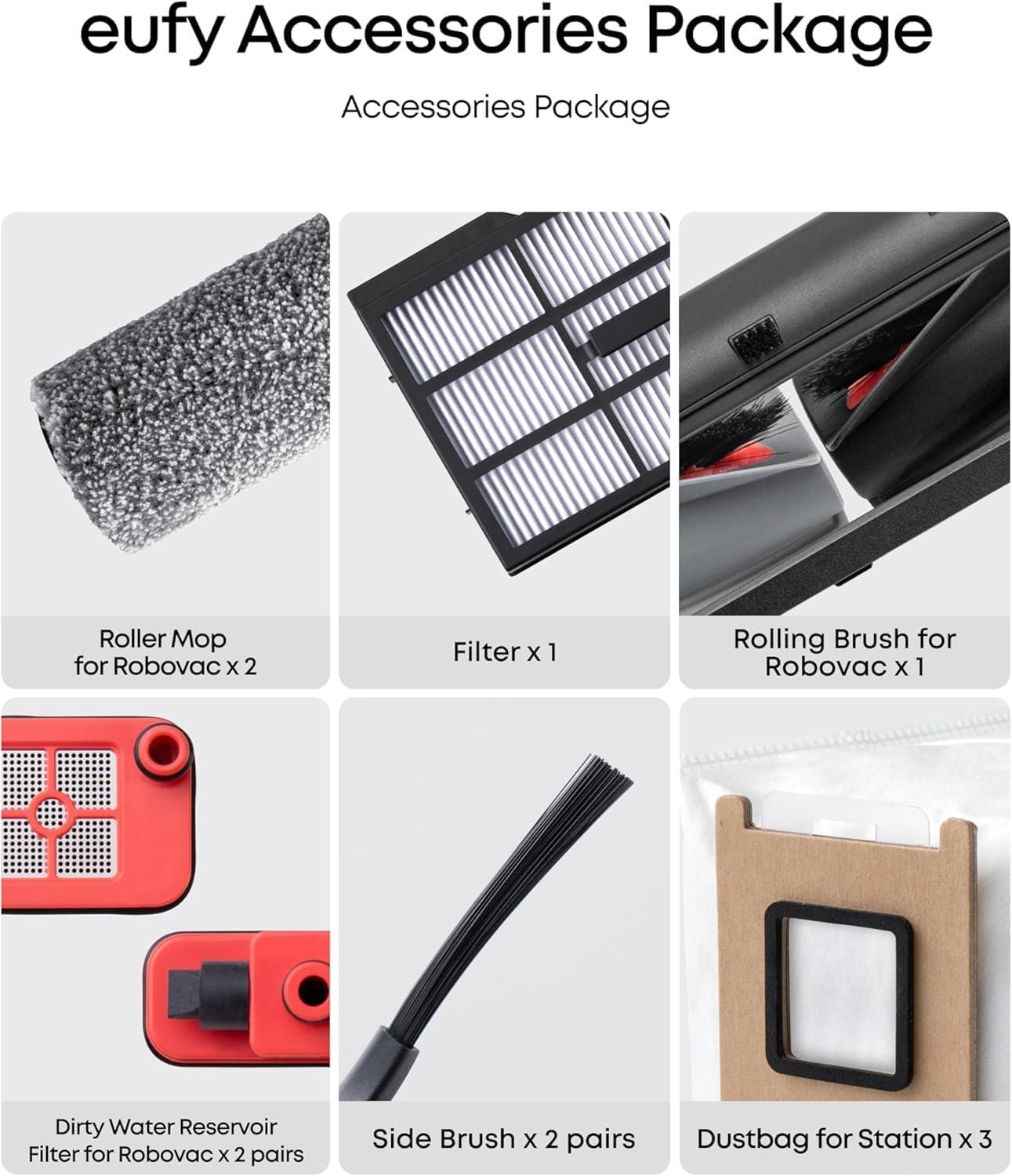 imageeufy Robot Vacuum Omni E28 HydroJet System Portable Deep Cleaner Turbo Suction DuoSpiral Detangle Brushes CornerRover Arm Official Replacement Parts Kit for E28