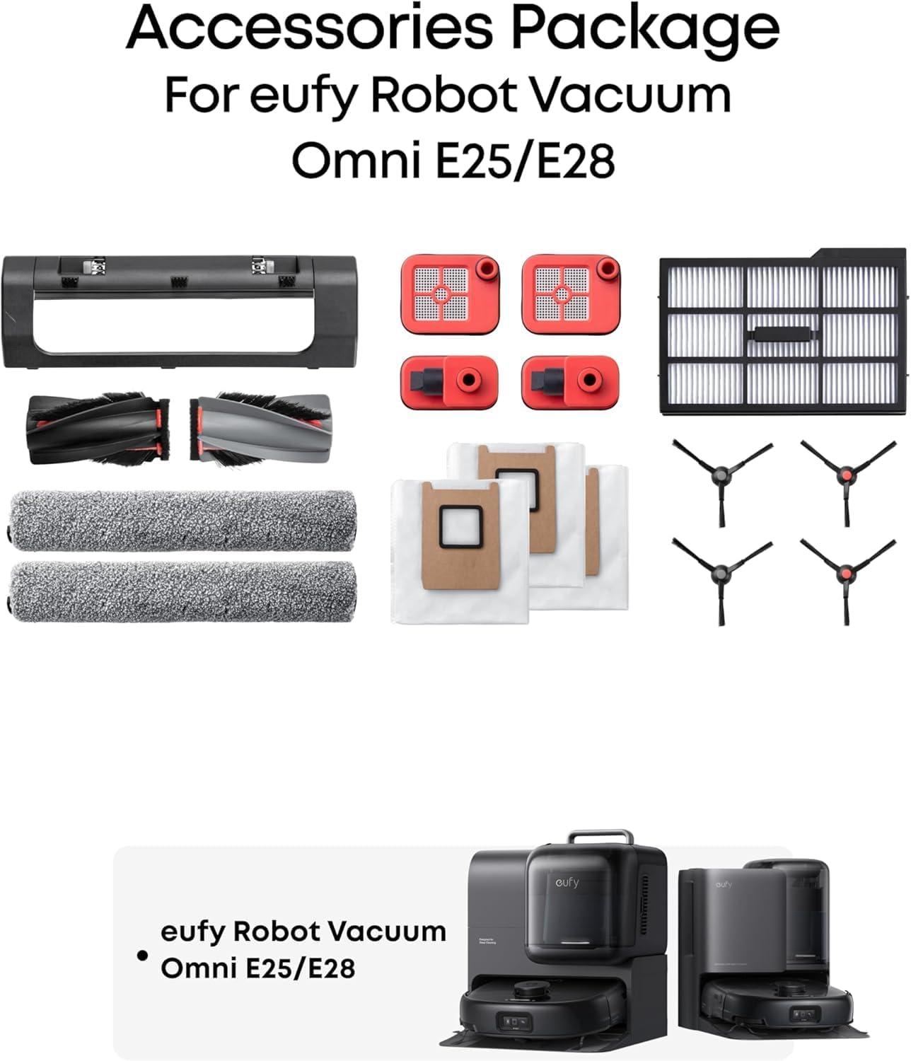 imageeufy Robot Vacuum Omni E28 HydroJet System Portable Deep Cleaner Turbo Suction DuoSpiral Detangle Brushes CornerRover Arm Official Replacement Parts Kit for E28