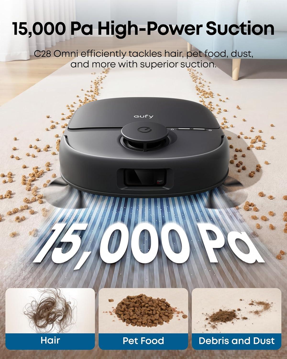 imageeufy X10 Pro Omni Robot Vacuum and Mop Combo 8000 Pa Dual Mops with 12 mm AutoLift and Carpet Detection AI Obstacle Avoidance Auto Mop WashingampDrying SelfEmptying Whiteeufy C28