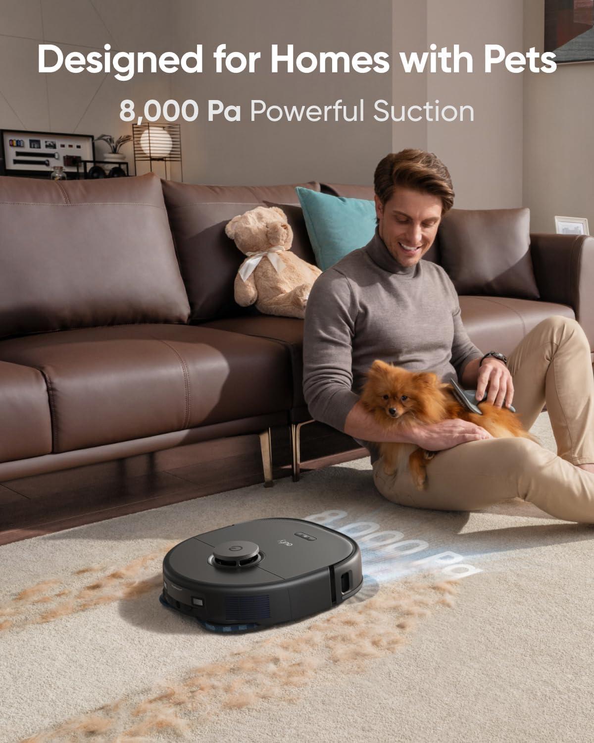 imageeufy X10 Pro Omni Robot Vacuum and Mop Combo 8000 Pa Suction Dual Mops with 12 mm AutoLift and Carpet Detection Official Floor Cleaning Solutions 2 BottlesX10 and Dust Bags6