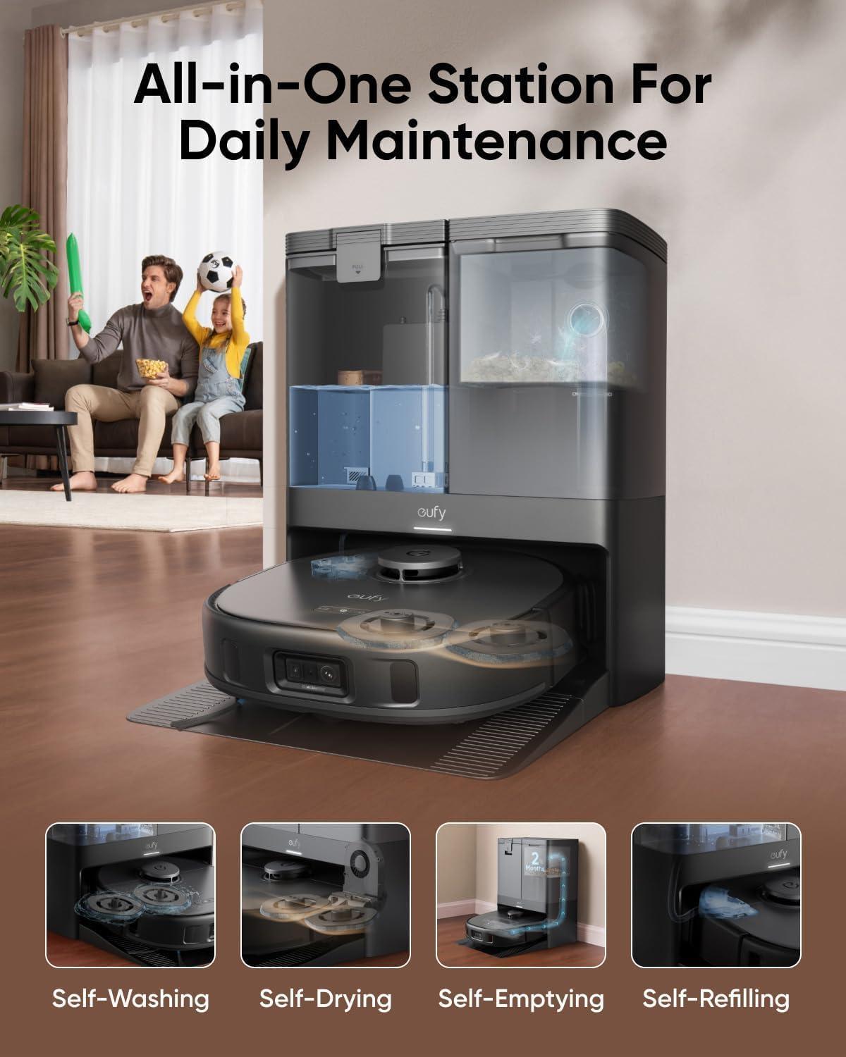 imageeufy X10 Pro Omni Robot Vacuum and Mop Combo 8000 Pa Suction Dual Mops with 12 mm AutoLift and Carpet Detection Official Floor Cleaning Solutions 2 BottlesX10 and Dust Bags6