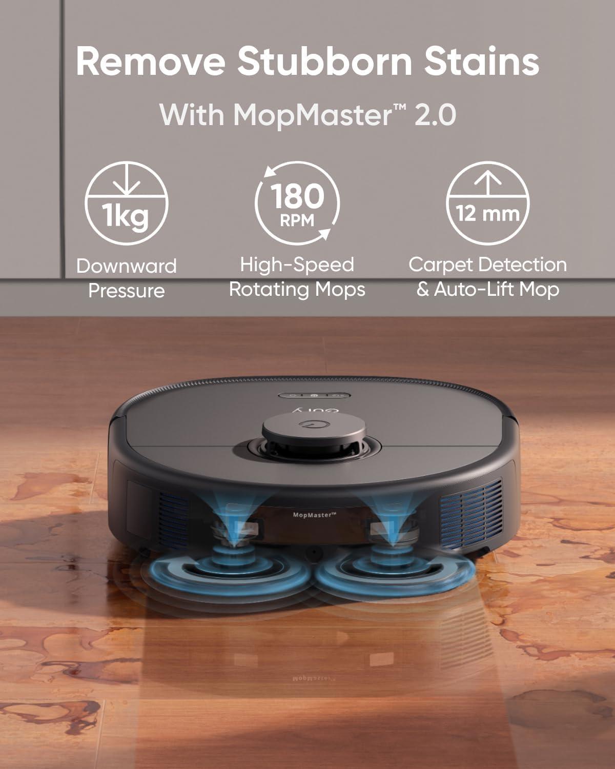 imageeufy X10 Pro Omni Robot Vacuum and Mop Combo 8000 Pa Suction Dual Mops with 12 mm AutoLift and Carpet Detection Official Floor Cleaning Solutions 2 BottlesX10 and Dust Bags6