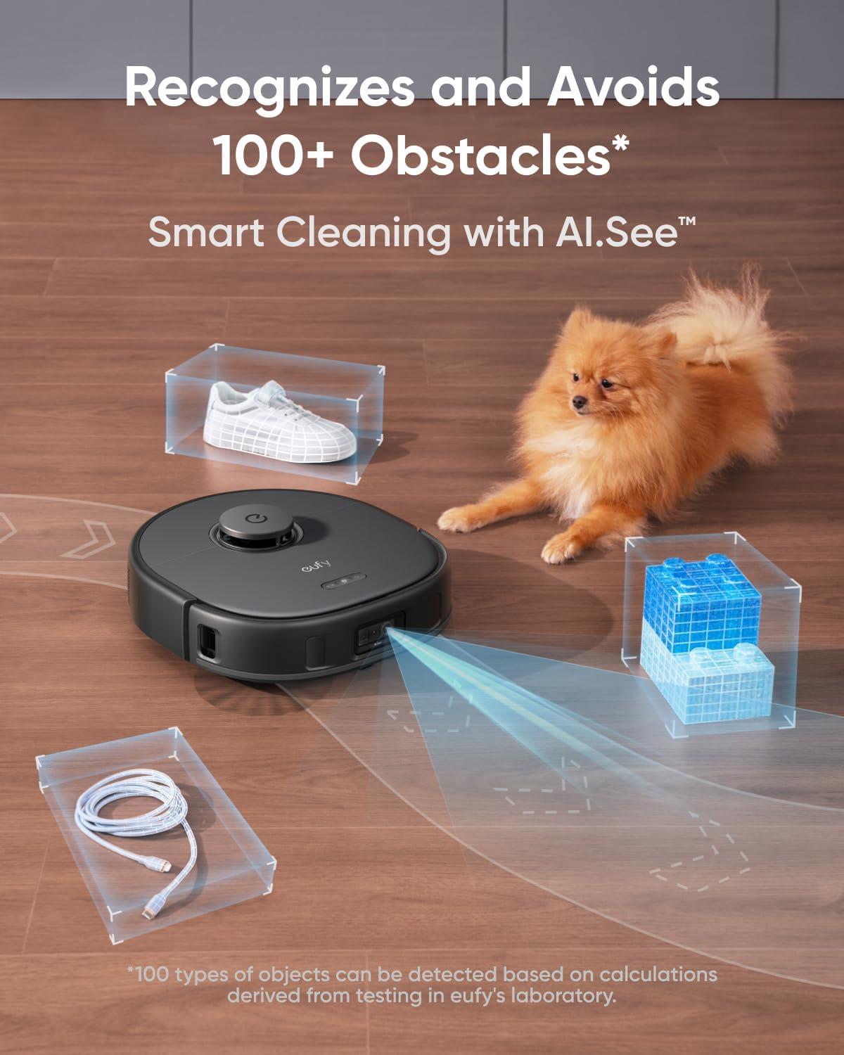 imageeufy X10 Pro Omni Robot Vacuum and Mop Combo 8000 Pa Suction Dual Mops with 12 mm AutoLift and Carpet Detection Official Floor Cleaning Solutions 2 BottlesX10 and 2 Bottles