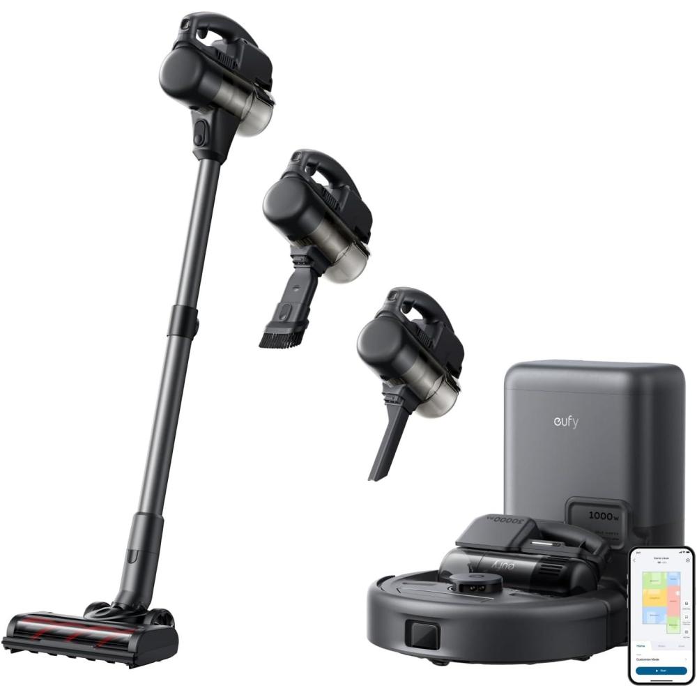 imageeufy Robot Vacuum 3in1 E20with Versatile Stick and Handheld Vacuum Cleaner ComboSelf Emptying Up to 75 DaysMax 30000PaSmart Obstacle AvoidanceProDetangleIdeal for CarpetCrevicesStairs