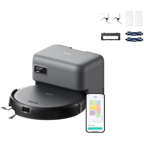imageeufy Robot Vacuum C10 with Self Emptying 8 Weeks Hands Free Smart Mapping with LiDAR Navigation 285Inch Slim Design Powerful Suction Edge Expansion Brush for Pet Hair Replacement Accessories