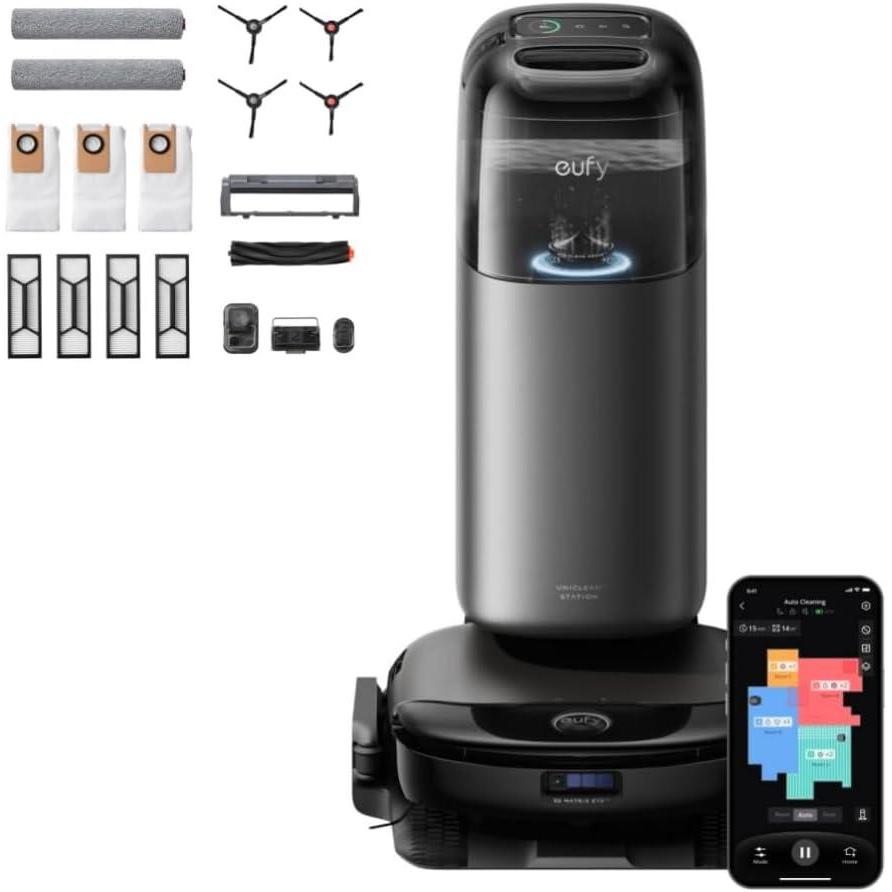 imageeufy Robot Vacuum Omni S1 Pro with AllinOne Station HydroJet System with Roller Mop Robot Vacuum and Mop Combo EcoClean Ozone Incredible Suction  Official Accessory Kit