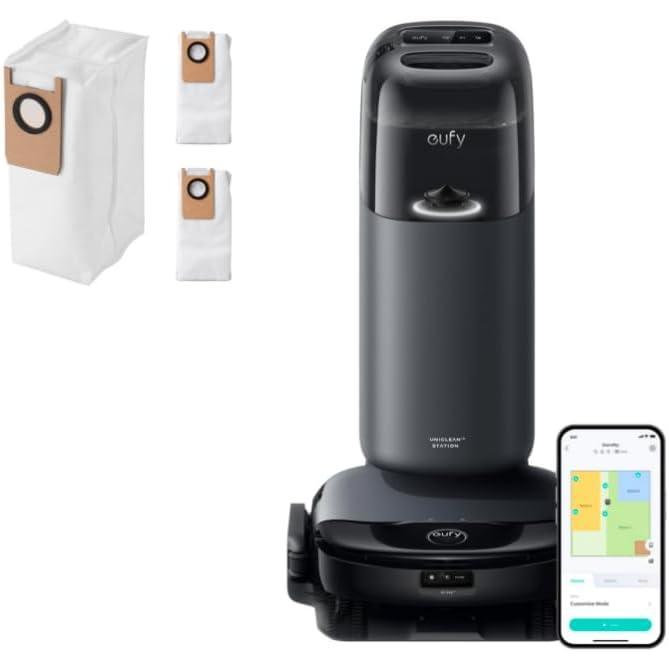 imageeufy S1 with AllinOne Station HydroJet System with Roller Mop Robot Vacuum and Mop Combo Incredible Suction Obstacle Avoidance Official AccessoryDust Bag 3 packs included 6month Replacement