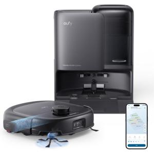 eufy Robot Vacuum E25, 20,000 Pa Suction,HydroJet Always-Clean Roller Mop, All-in-One Robot Vacuum and Mop Combo, Edge-to-Corner Cleaning, Zero-Tangle Design, AI Obstacle Avoidance (Upgraded)(E25 Black)