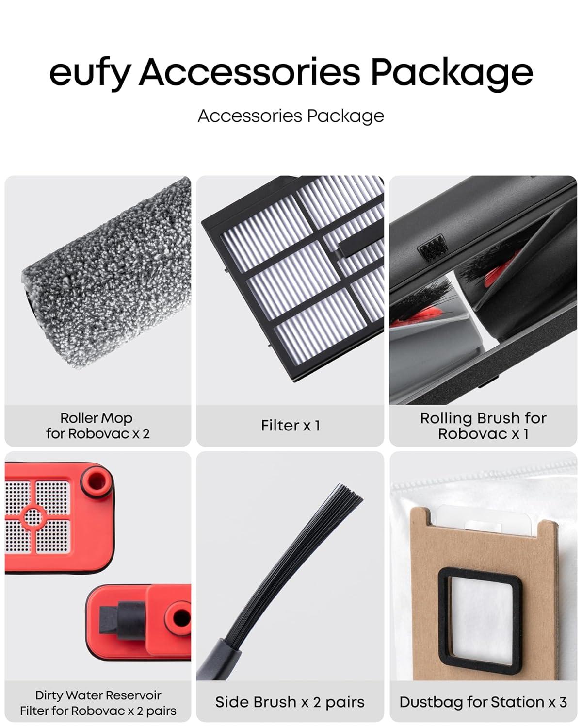 imageeufy Accessory Kit Side Brush Filter Roller Brush for RoboVac Dust Bag Dirty Water Tank Filter Compatible for Omni E25E28