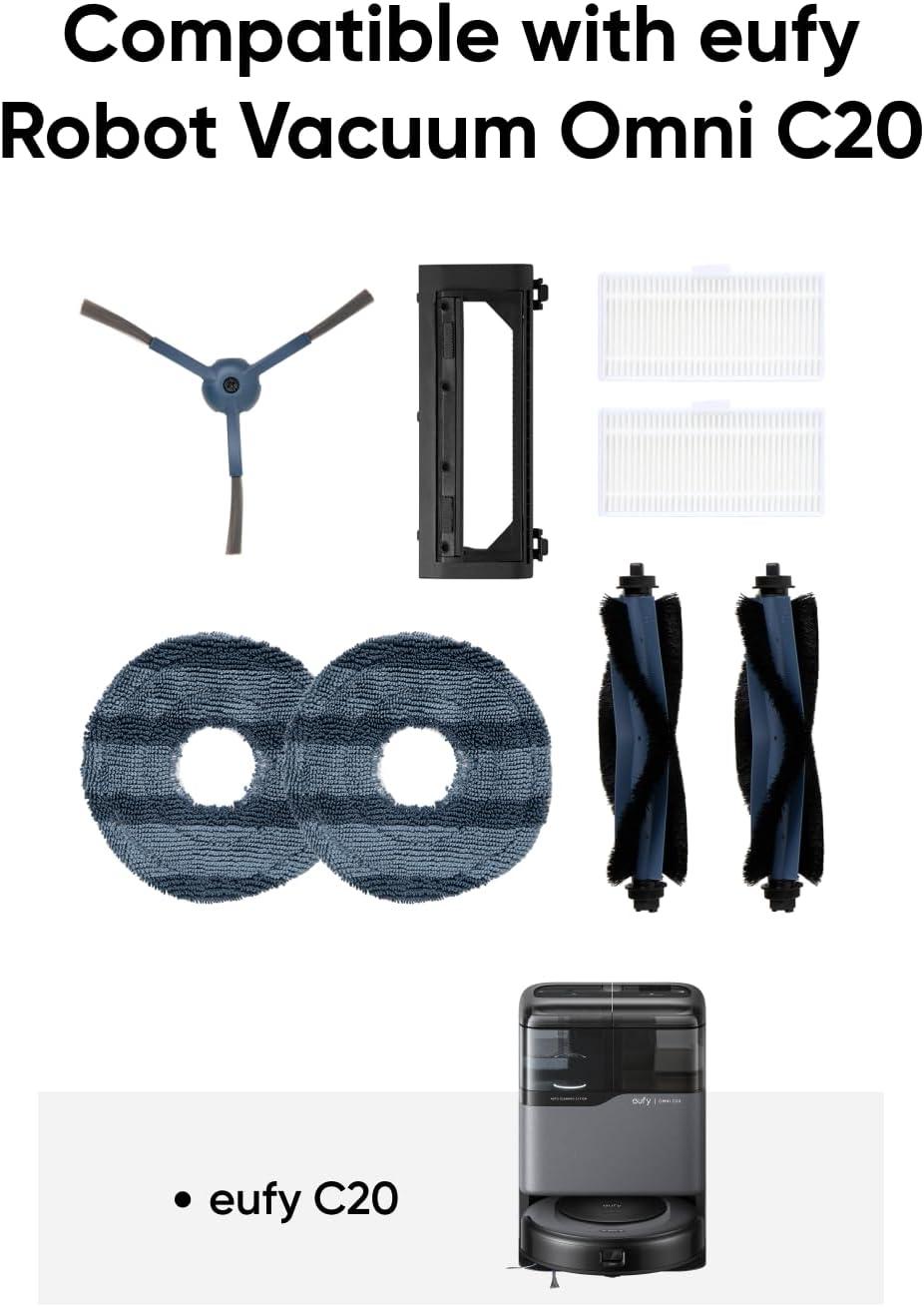 imageeufy Official Accessory Kit for Robot Vacuum Omni C20 2 Side Brushes 2 Washable Filters 1 Rolling Brush 1 Brush Guard 2 Mop Pads