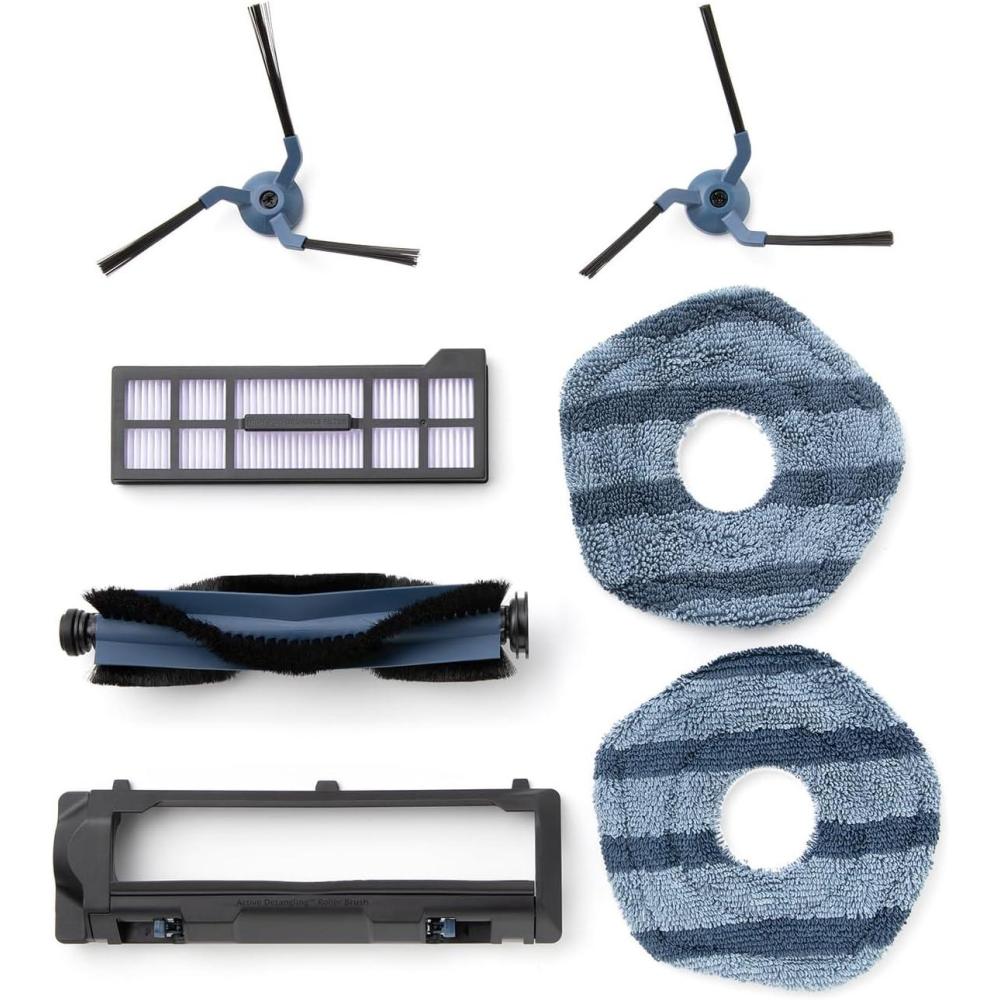 imageeufy Replacement Parts Kit for X10 Pro Omni Roller Brush with Bristles and Rubber Brush Guard 2 Side Brushes Washable Filter and 2 Mop ClothsX10 Replacement Kit