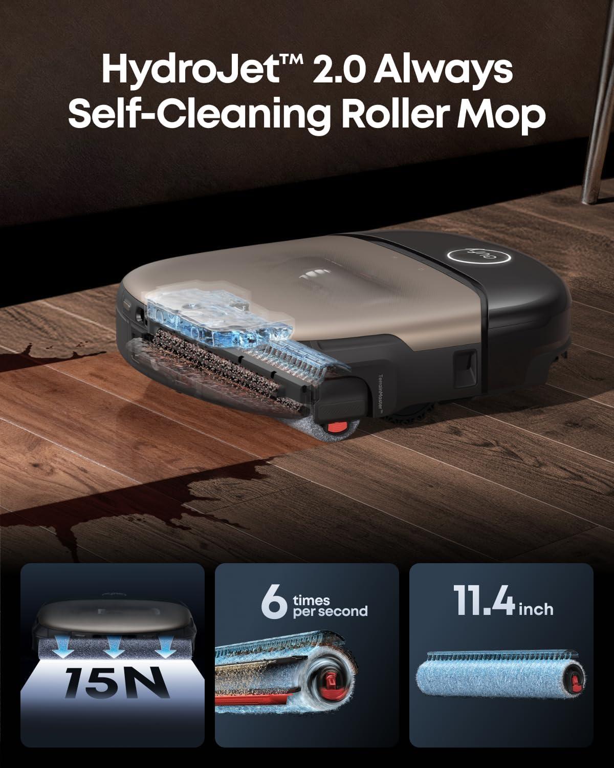 imageeufy Robot Vacuum Omni S2 and Mop Combo 9999 Germ Removal HydroJet 20 Always SelfCleaning Roller Mop 30000 Pa FadeFree Suction 5Layer Filtration 68Days Self Emptying Fragrance Diffuser