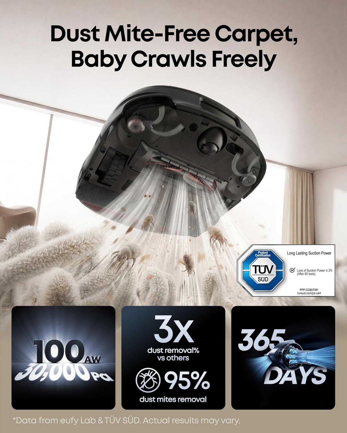 imageeufy Robot Vacuum Omni S2 and Mop Combo 9999 Germ Removal HydroJet 20 Always SelfCleaning Roller Mop 30000 Pa FadeFree Suction 5Layer Filtration 68Days Self Emptying Fragrance Diffuser