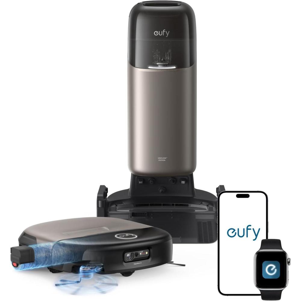 imageeufy Robot Vacuum Omni S2 and Mop Combo 9999 Germ Removal HydroJet 20 Always SelfCleaning Roller Mop 30000 Pa FadeFree Suction 5Layer Filtration 68Days Self Emptying Fragrance Diffuser