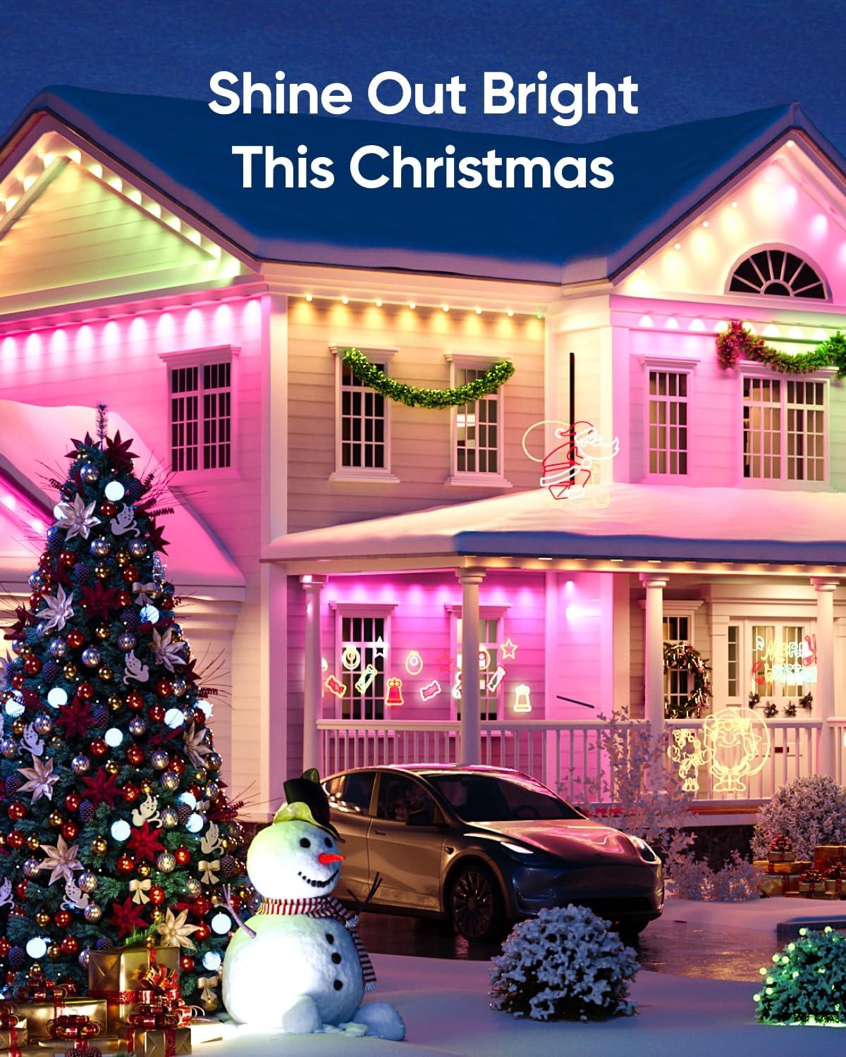 imageeufy Permanent Outdoor Lights E22 100ft with 60 TripleLED Lights Smart RGBWW for Christmas Daily and Holiday Up to IP67 Waterproof AI Light Themes for Christmas Decorations Works with eufy CamsBlack
