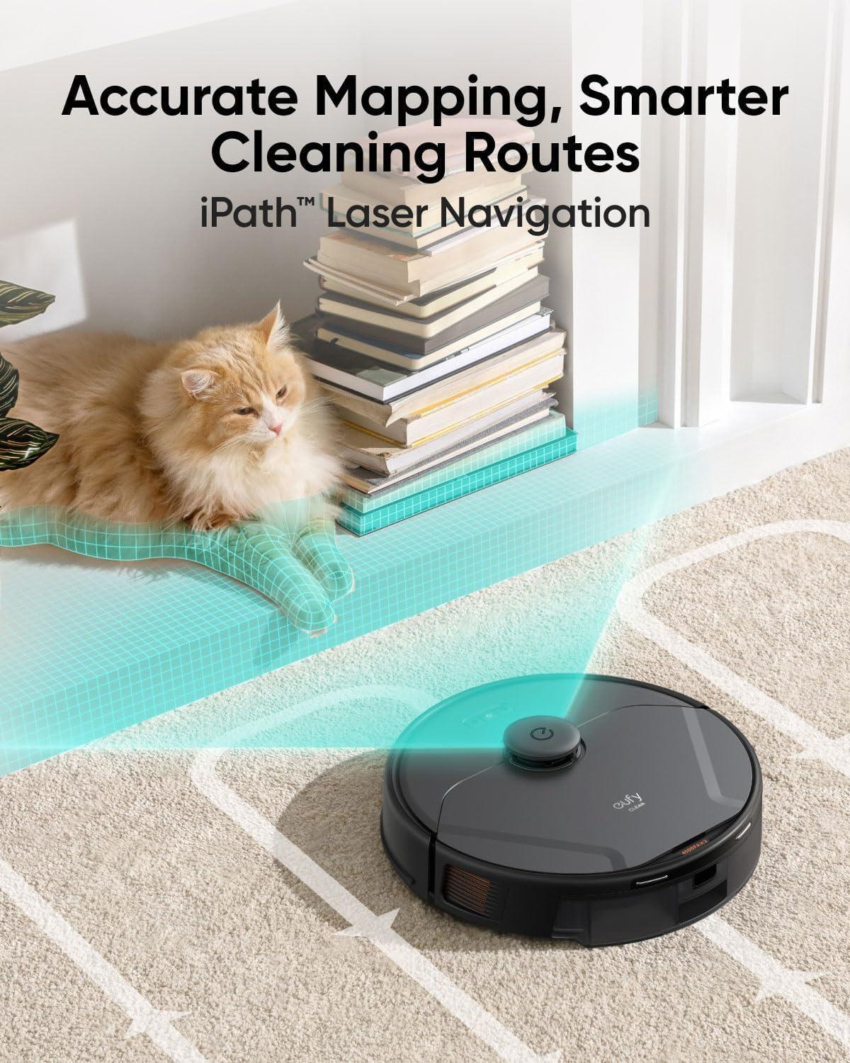 imageeufy X8 Pro Robot Vacuum SelfEmpty Station TwinTurbine 2X 4000 Pa Suction 45 Days HandsFree Cleaning iPath Laser Pet Hair Deep Clean on Carpet Smart Cleaner for Home with Pets